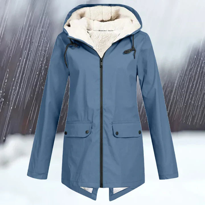 Schlichte wind- und wasserdichte jacke mit Kapuze und Verdickung