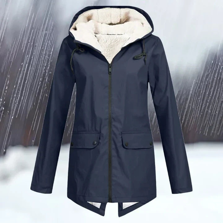 Schlichte wind- und wasserdichte jacke mit Kapuze und Verdickung