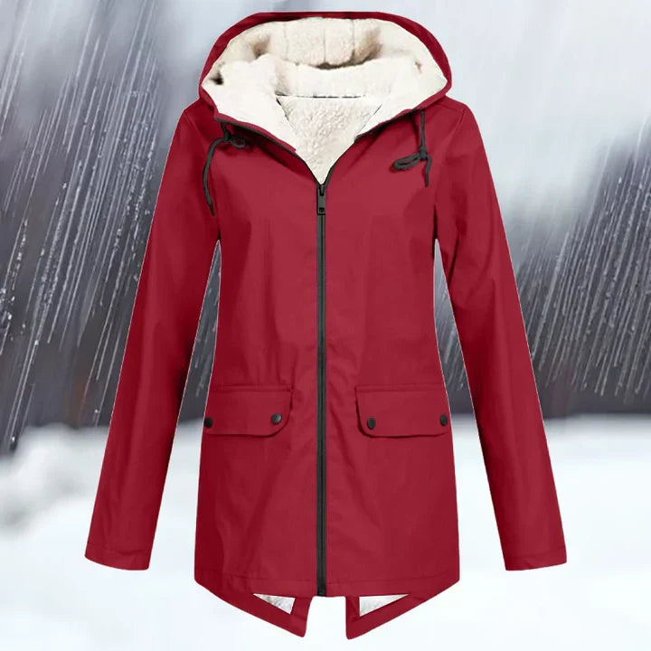 Schlichte wind- und wasserdichte jacke mit Kapuze und Verdickung