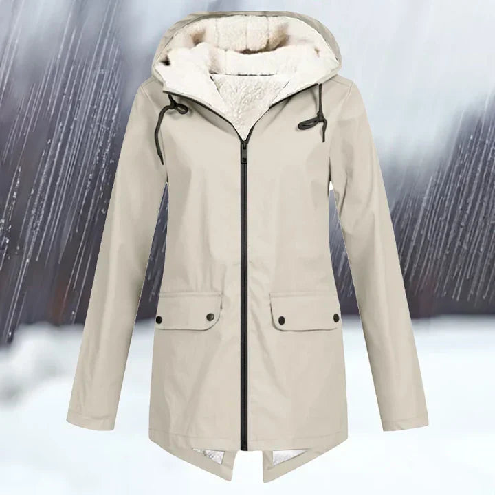 Schlichte wind- und wasserdichte jacke mit Kapuze und Verdickung