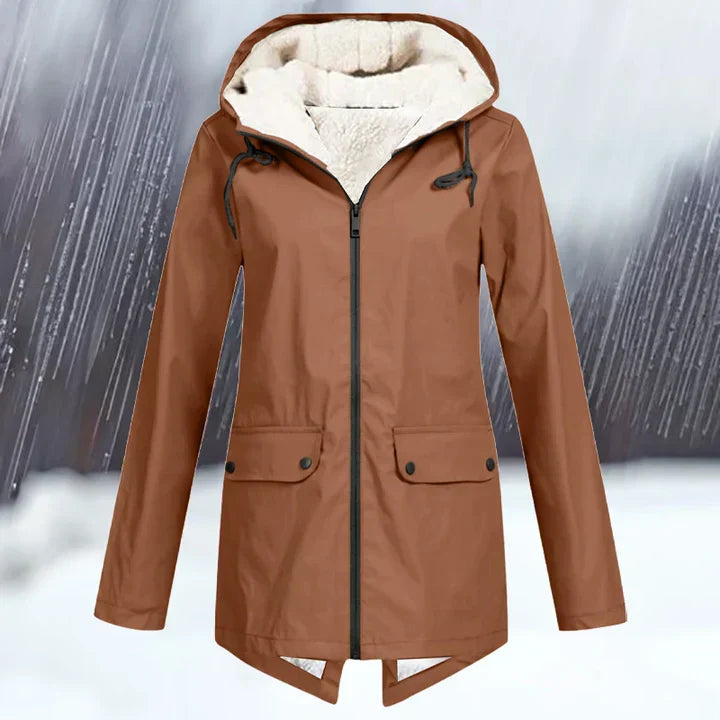 Schlichte wind- und wasserdichte jacke mit Kapuze und Verdickung