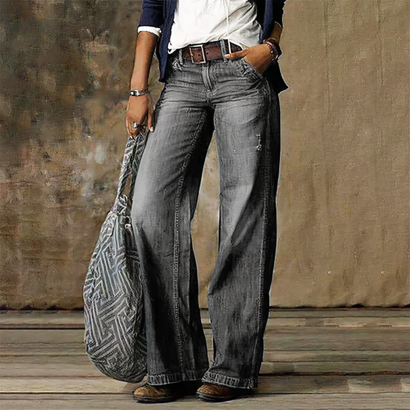 Retro denim-jeans mit hoher taille - Layla
