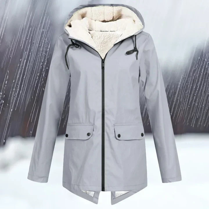 Schlichte wind- und wasserdichte jacke mit Kapuze und Verdickung