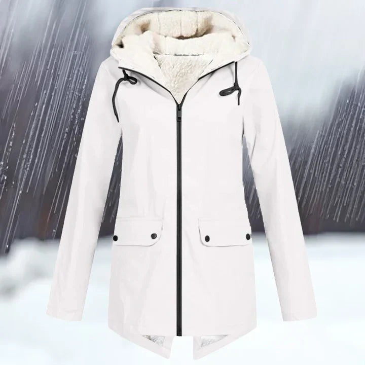 Schlichte wind- und wasserdichte jacke mit Kapuze und Verdickung