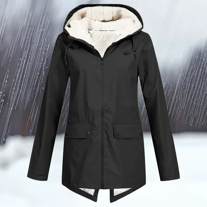 Schlichte wind- und wasserdichte jacke mit Kapuze und Verdickung