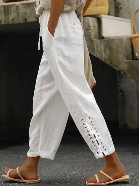 MARIA - Die stylische und lässige Leinen Hose mit m Schnür-Design