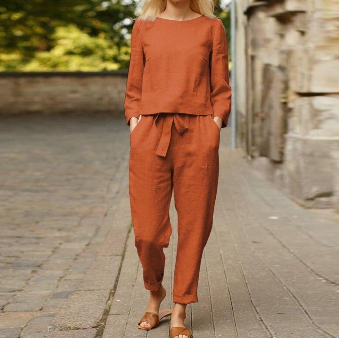 LEYLA - Stylisches und s Leinen Set für den Sommer/Frühling