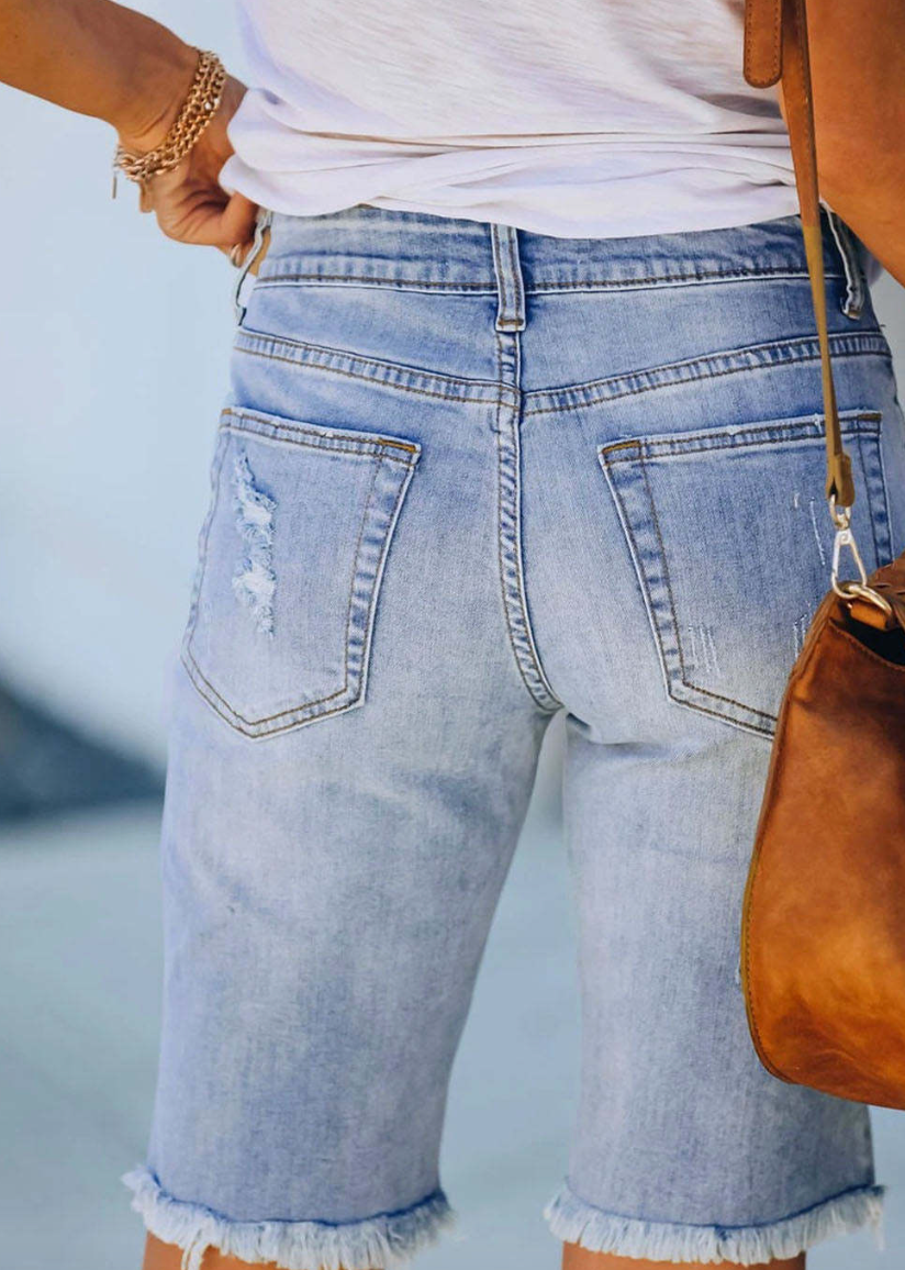 Judy - bequeme kurze jeans hose mit stylischem blumen design