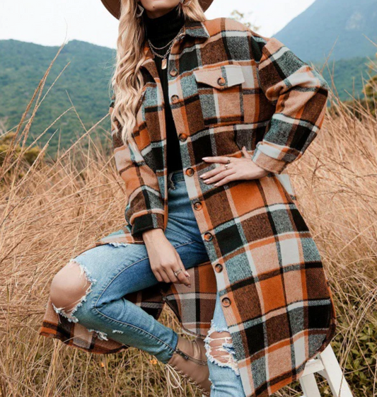 DNA - Langer Mantel im Hemd-Design