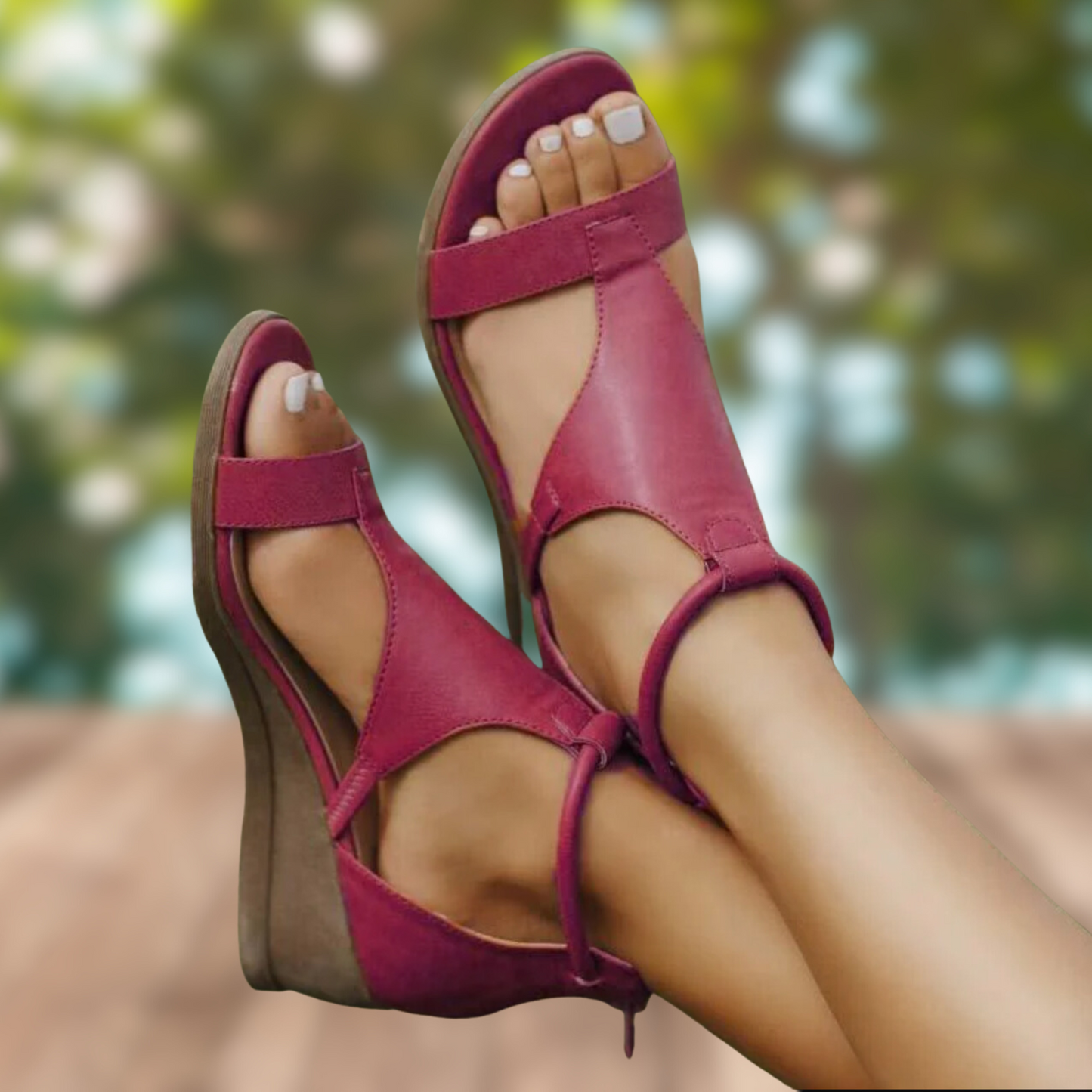 FABIANA - Schöne und superbequeme, orthopädische Vintage-Ledersandalen mit Absatz