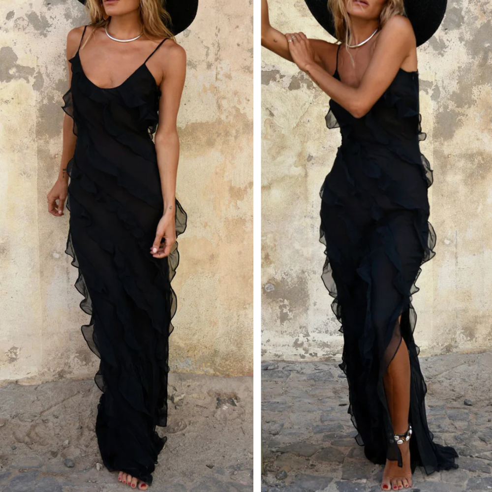 Valencia - super stylisches maxi kleid mit engem femininem schnitt