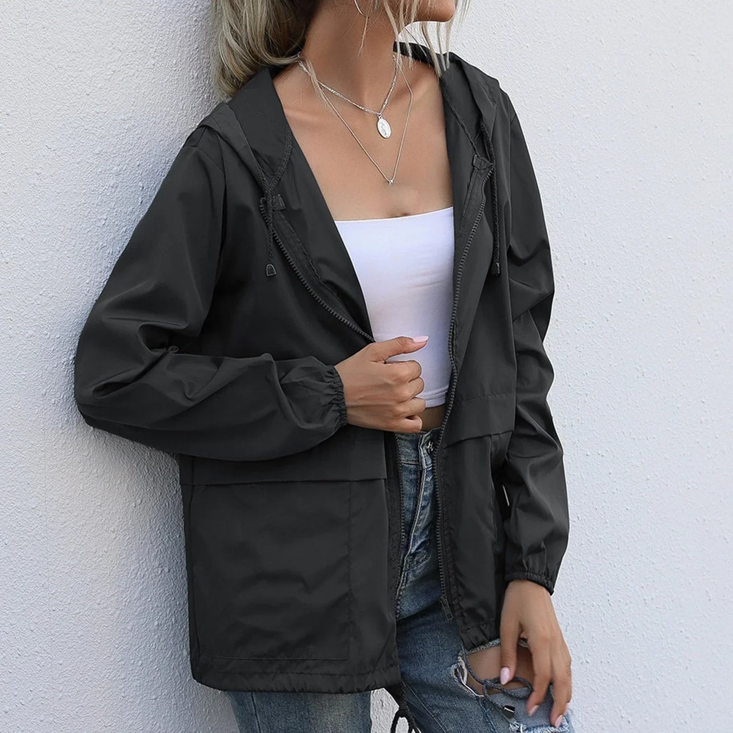 Winddichte sommerjacke mit kapuze – Monet
