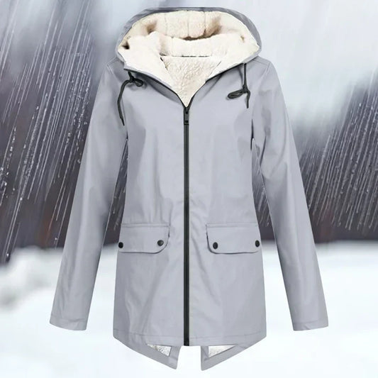 Schlichte wind- und wasserdichte jacke mit Kapuze und Verdickung