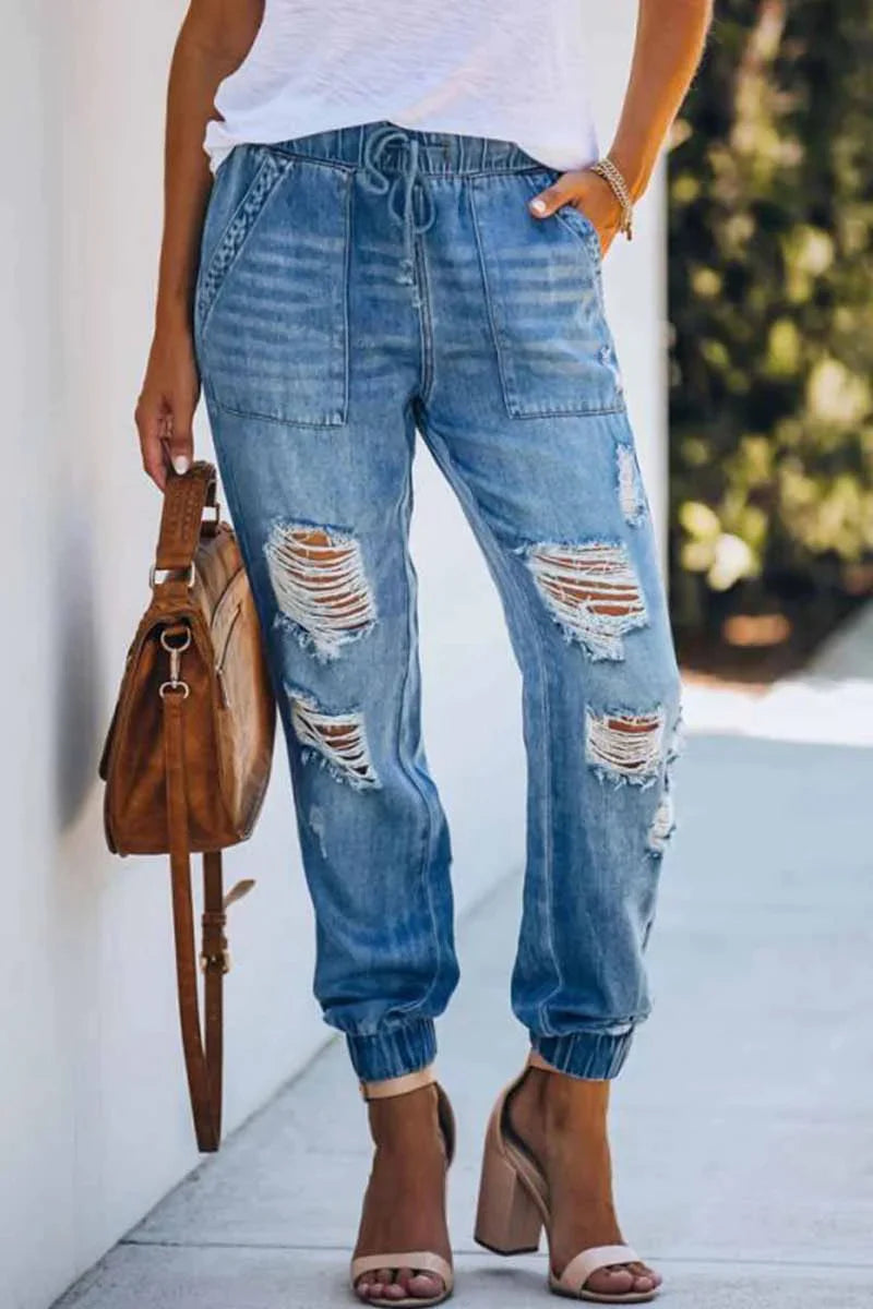 Elsy - lockere sommer jeans mit elastischem bund