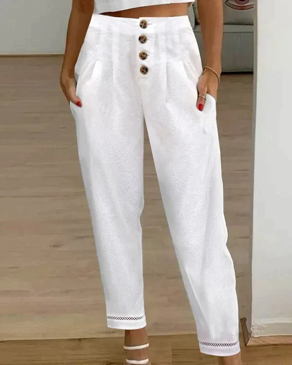 Lelia - hochwertige lockere leinen hose für den sommer