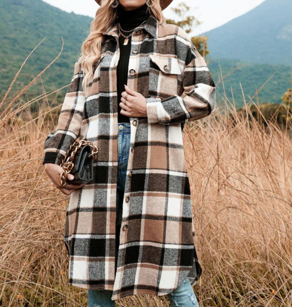 DNA - Langer Mantel im Hemd-Design