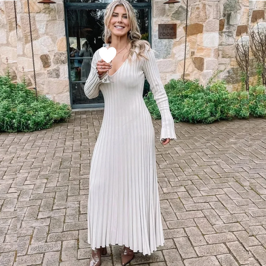 Feline - langes stylisches baumwoll-kleid für den herbst