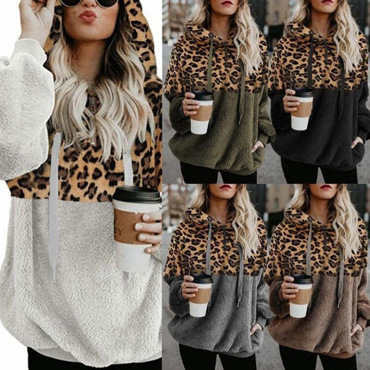 Teddy pullover - extrem warmer und kuscheliger hoodie mit stylischem leopardenmuster für den frühling